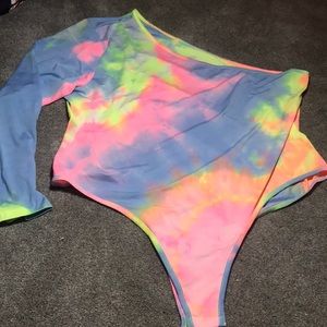 Tie-dye off the shoulder one piece